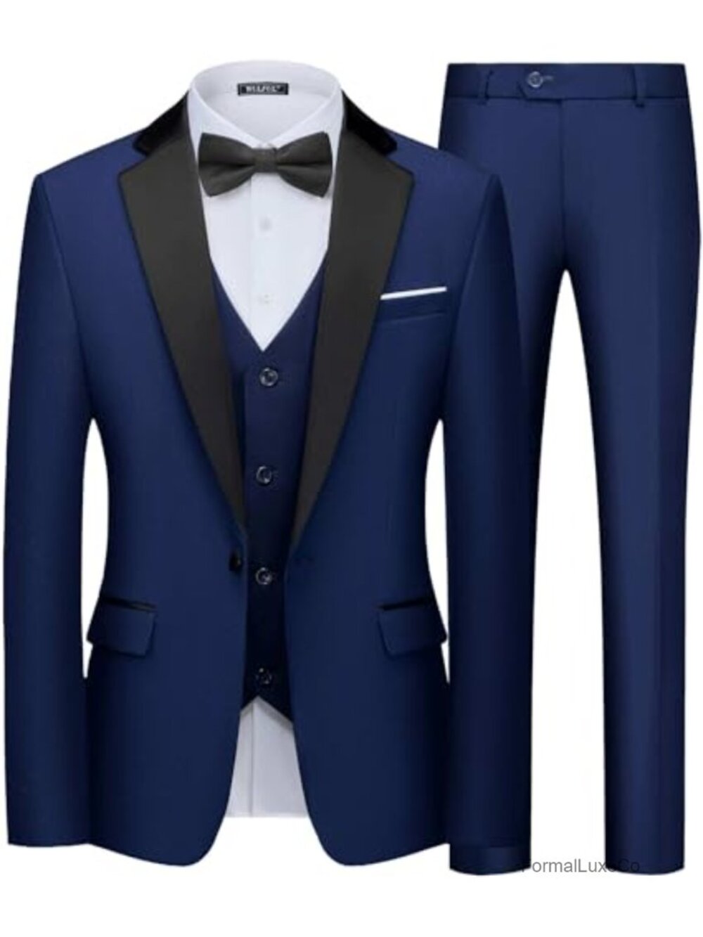 Men's 3 Piece Slim Fit Tuxedo Suit Set Polyester Spandex Formal Wedding Prom